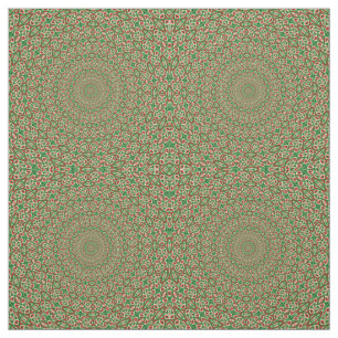 Tecido Dois cor verde-Tom com caleidoscópio vermelho e br