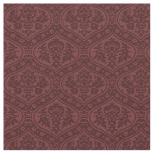 Tecido Doll-Scale Renaissance Damask, Claret Red