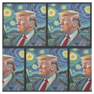 Tecido Donald Trump Starry Night Van Gogh Art Style 2024