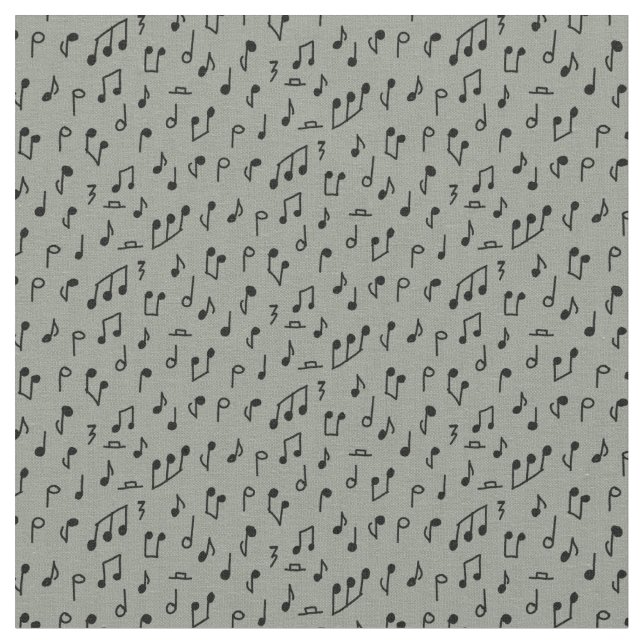 Tecido Doodle music notes black on medium grey (Detalhe)