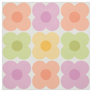 Tecido Dopamina Decoração Floral Retro 70s Geométrico Pas