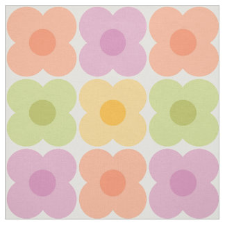 Tecido Dopamina Decoração Floral Retro 70s Geométrico Pas
