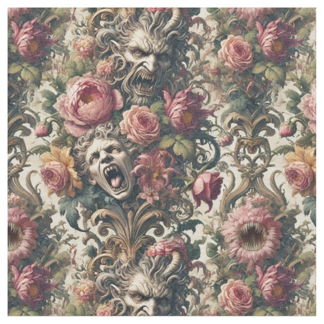 Tecido Dores de Fome Barroca - Azulejo Clássico Gótico (Detalhe)