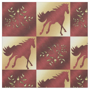 Tecido dos blocos do impressão do cavalo do ouro 