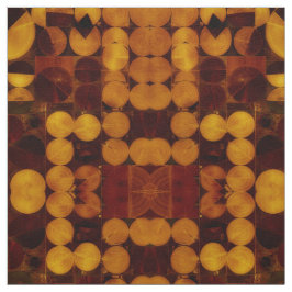 Tecido dos Círculos Abstrato de Dourado e castanho