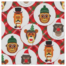 tecido dos macacos hipsteres de natal