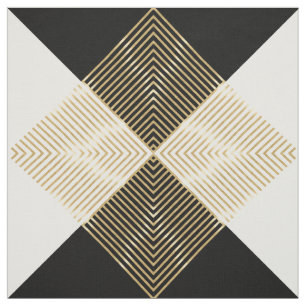Tecido Dourada Geométrica Branca Preta - Design moderna