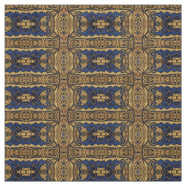 Tecido Dourado azul do teste padrão de Nouveau da