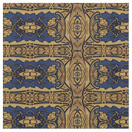 Tecido Dourado azul do teste padrão de Nouveau da