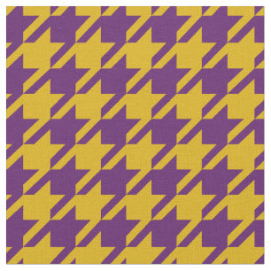 Tecido Dourado e roxo de Houndstooth