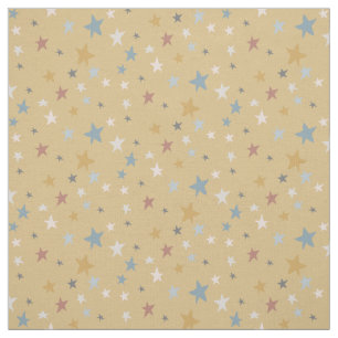Tecido Dourado infantário, estrelas dispersas e amarelas