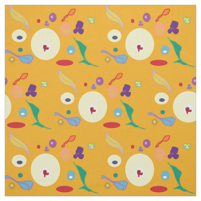 Tecido Dourado/Laranja com Pontos Coloridos>Tecido (Modelo)