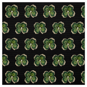 Tecido Dourado Saint Patrick Shamrock Jewel com Pérolas