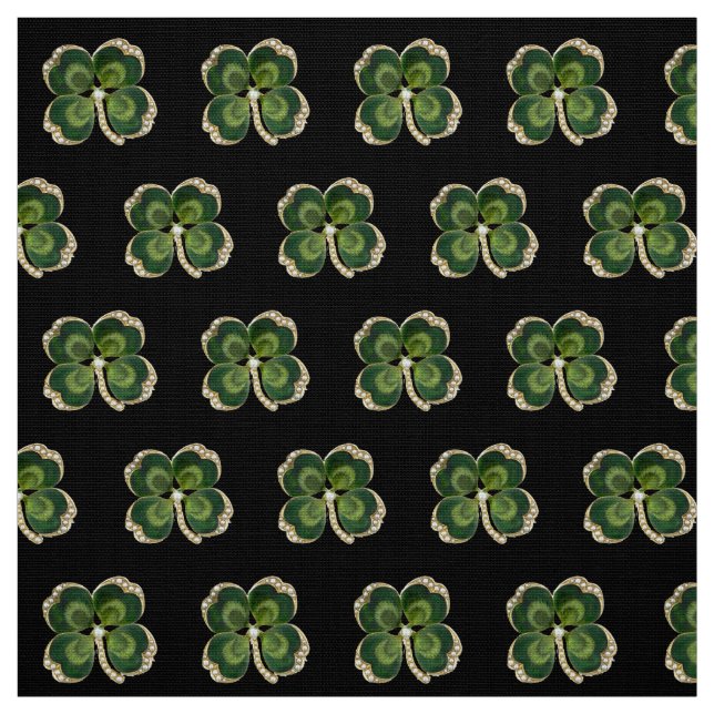 Tecido Dourado Saint Patrick Shamrock Jewel com Pérolas (Modelo)