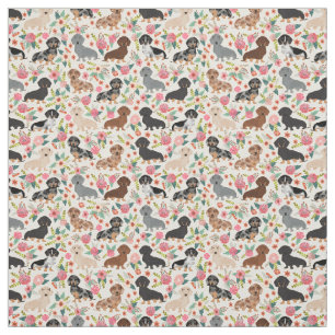 Tecido Doxie Florals - impressão de tecido de dach