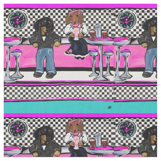 Tecido Doxie Rock and Roll (Detalhe)