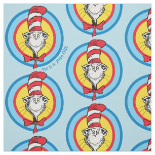Tecido Dr. Seuss Gráfico da Cabeça do Gato no Chapéu