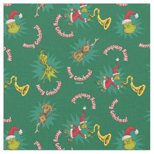 Tecido Dr. Seuss Grpolegadas Padrão de Grinchmas de