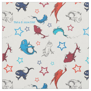 Tecido Dr. Seuss Um Peixe Dois Peixes Padrão de Estrela