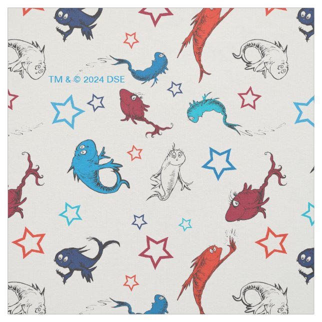 Tecido Dr. Seuss | Um Peixe Dois Peixes Padrão de Estrela (Modelo)
