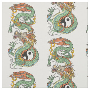 Tecido Dragão chinês tradicional YIN YANG