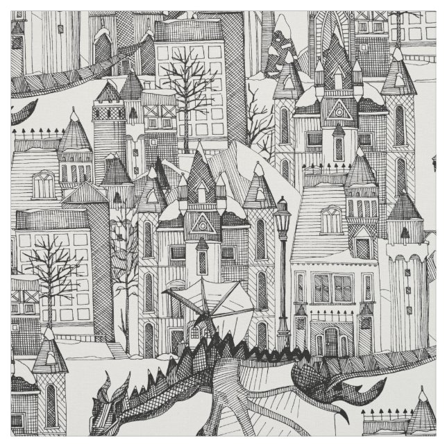 Tecido Dragon Kingdom White (Modelo)