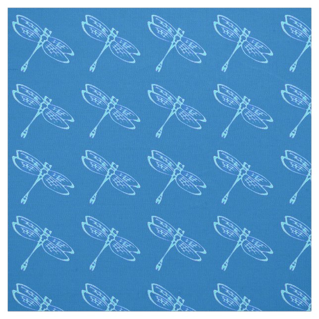 Tecido Dragonflies, azul pálido, azul denim (Modelo)
