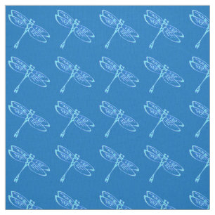 Tecido Dragonflies, azul pálido em azul denim