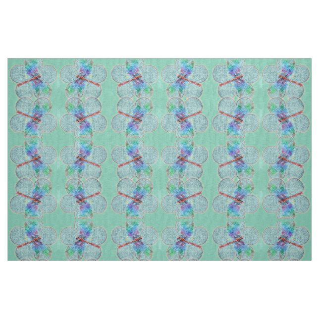Tecido Dragonflies e Floral (azul) (Fat Quarter)