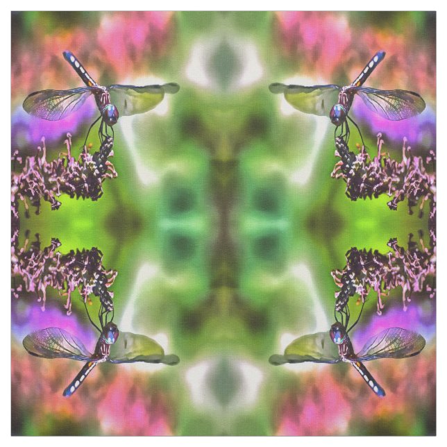 Tecido Dragonfly em pintura realística verde e azul (Modelo)