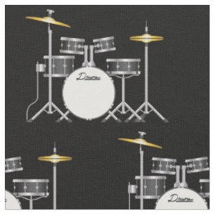 Tecido Drum Set Banda Music Musical Room Decor
