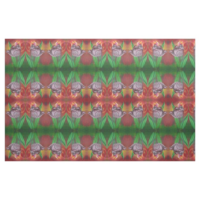 Tecido Duas Tulipas Contra Fundo Vermelho (Fat Quarter)