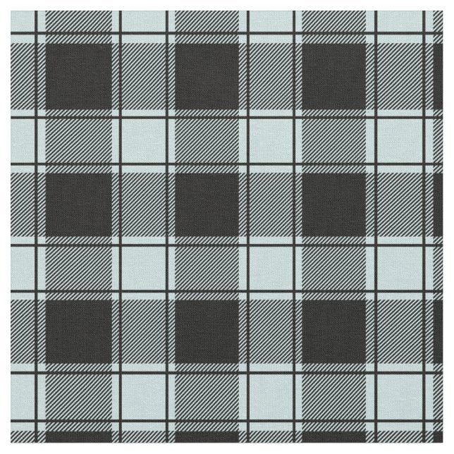 Tecido Duck Egg Blue & Black Buffalo Plaid (Detalhe)