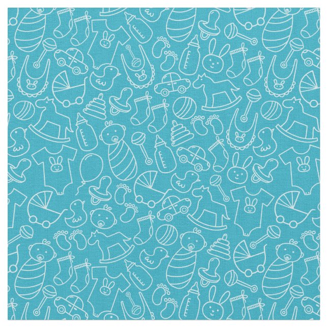 Tecido É um Chá de fraldas azul (Detalhe)