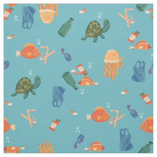 Tecido earth day underwater pollution blue