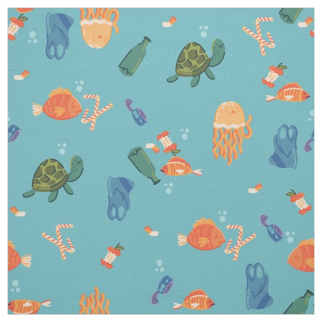 Tecido earth day underwater pollution blue (Modelo)