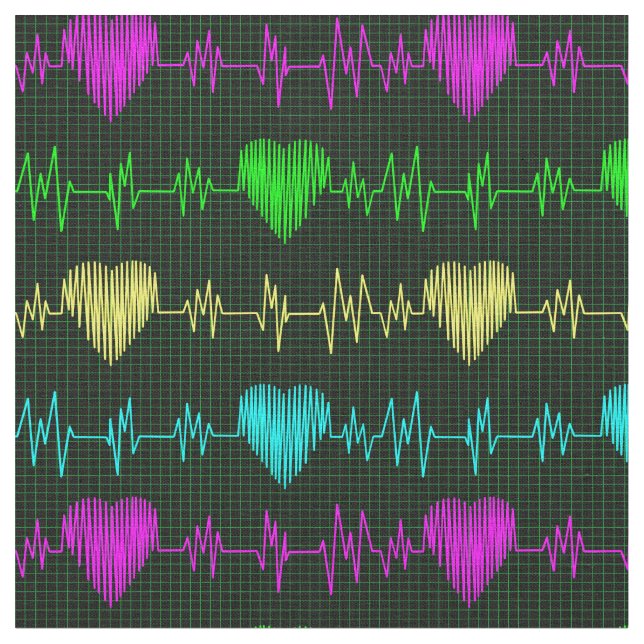 Tecido ECG iridescente do ritmo cardíaco. Médico (Detalhe)