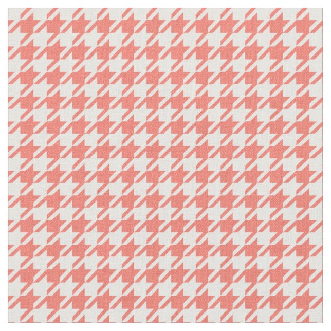 Tecido Eco do pêssego & Houndstooth branco (Detalhe)