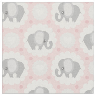 Tecido Elefante bonito do bebê no rosa