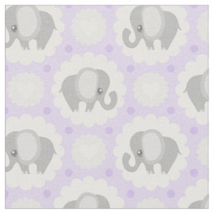 Tecido Elefante bonito do bebê no roxo da lavanda
