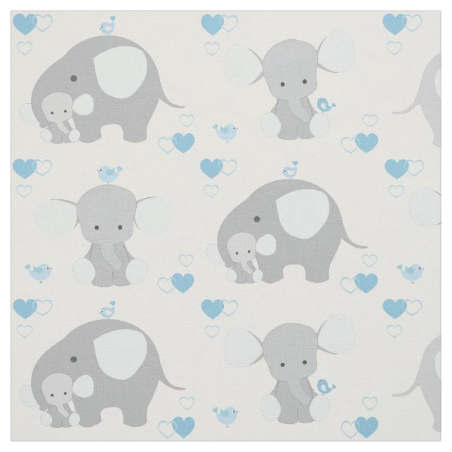 Tecido Elefante Cinza Azul Safari Nursery Baby Boy (Modelo)
