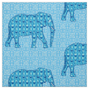 Tecido Elefante da flor de Lotus - turquesa
