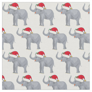 Tecido Elefante de Natal no Feriado Fúnebre de Santa Hat