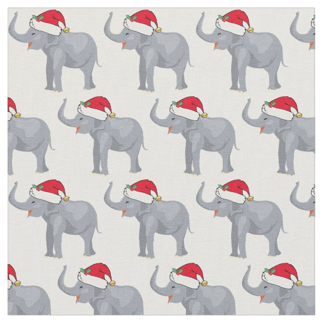 Tecido Elefante de Natal no Feriado Fúnebre de Santa Hat (Detalhe)