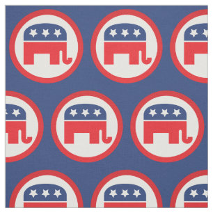 Tecido Elefante do Partido Republicano  Vermelho, branco 