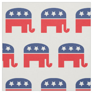 Tecido Elefante do Partido Republicano  Vermelho, branco 