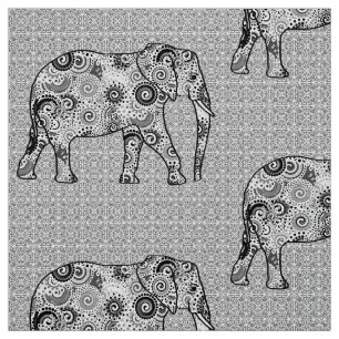 Tecido Elefante do redemoinho do Fractal - cinza, preto e
