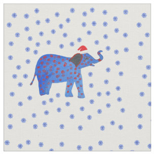 Tecido Elefante e flocos de neve