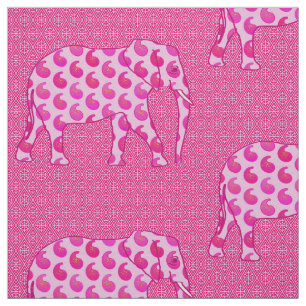 Tecido Elefante Paisley - Rosa-gelo e fuchsia