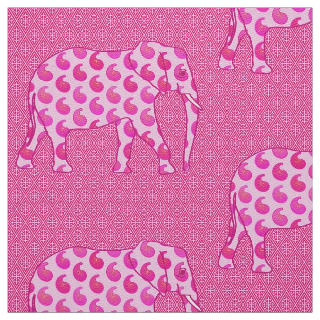 Tecido Elefante Paisley - Rosa-gelo e fuchsia (Modelo)